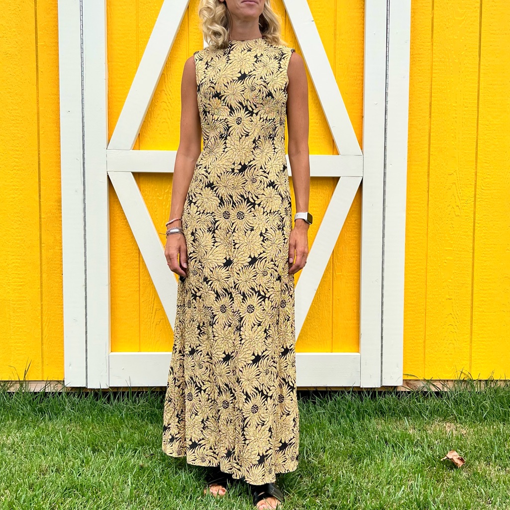 Vintage Gold And Black Maxi Dress Size 4/6